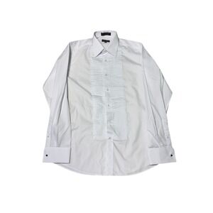 Milant Mens White Pleated Tuxedo Shirt  Formal Dress Size 15 34 35